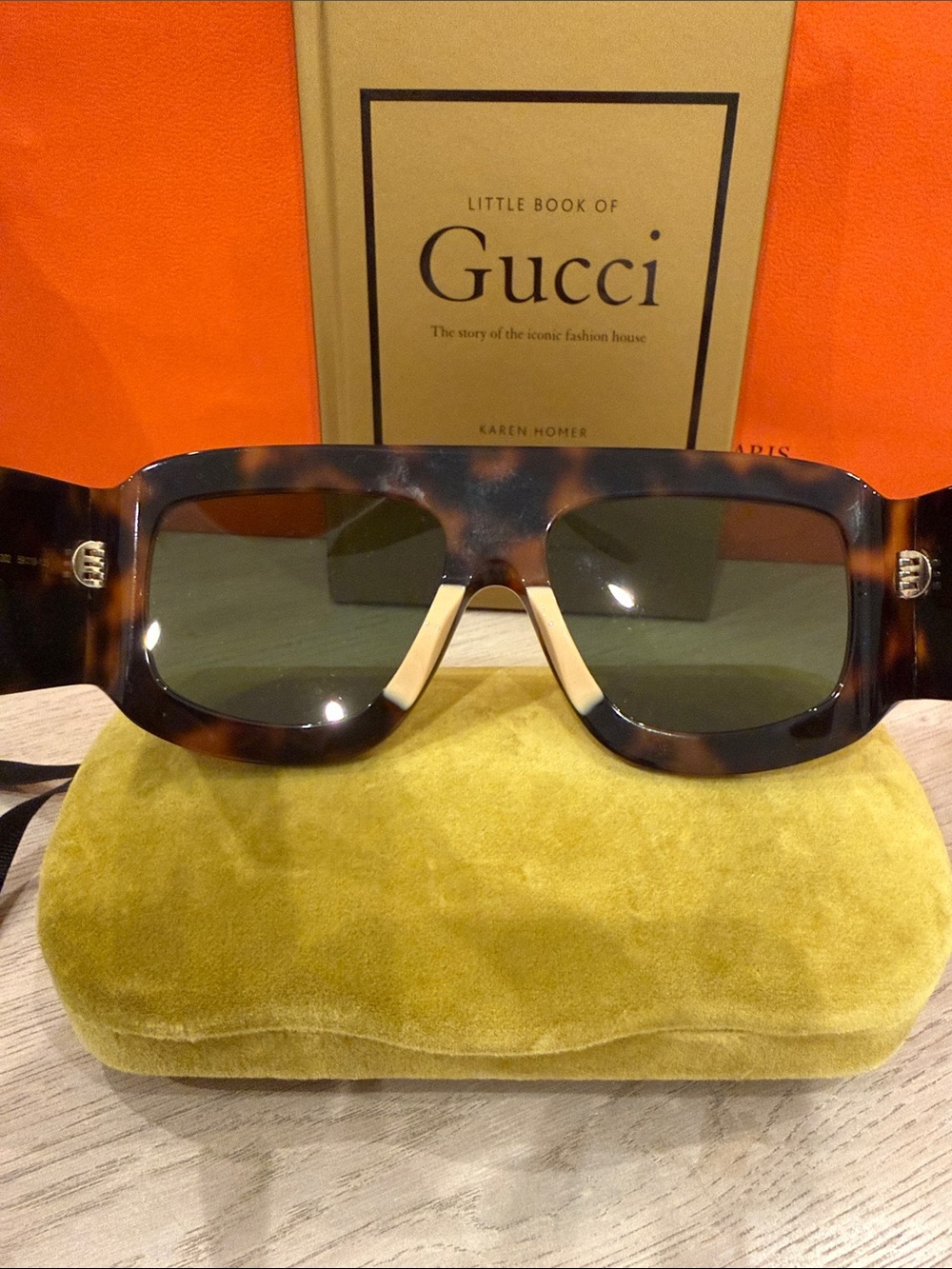 Gucci GG Monogram Oversized Square Sunglasses Tortoise Sold Out NEW - Picture 7 of 9